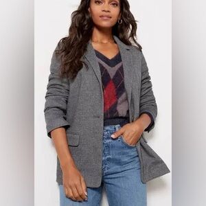 Faherty Blazer Womens XS Grey Herringbone Inlet Stretch Workwear Jacket